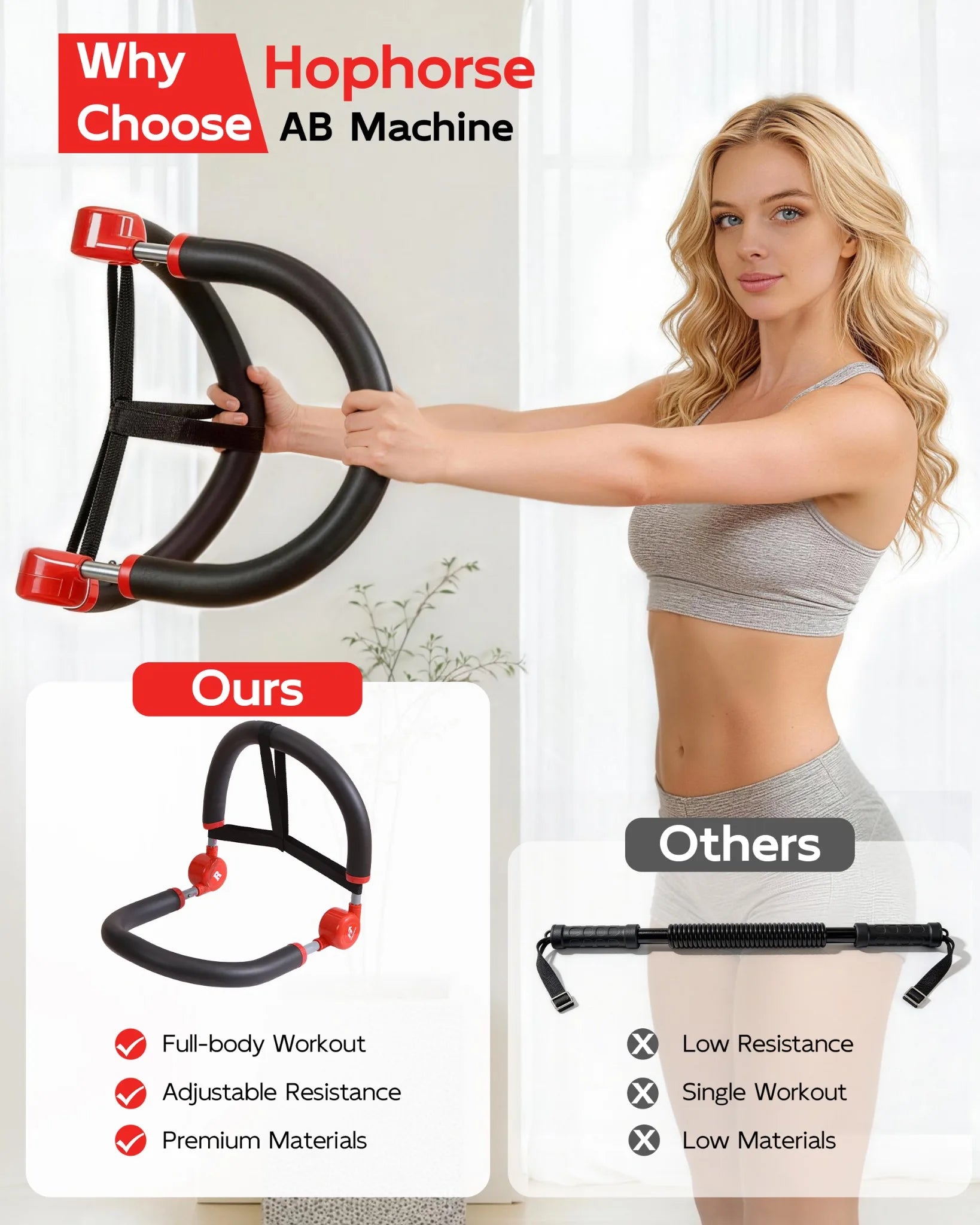 HopHorse 10-in-1 full body trainer with portable ab workout machine design