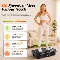 HopHorse vibration plate adjustable 1 to 180 speed levels for gentle movement and stronger home training